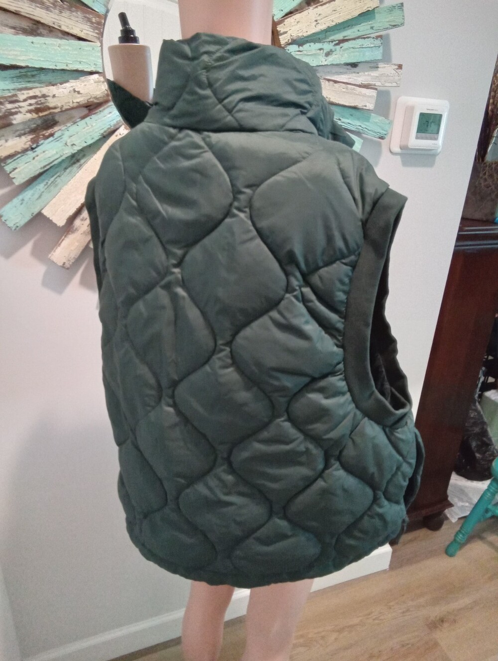 FLX PlusSz XXL Hunter Green Quilted Puffer Vest P2P25" Fall Fashion Winter Layer - Picture 8 of 15
